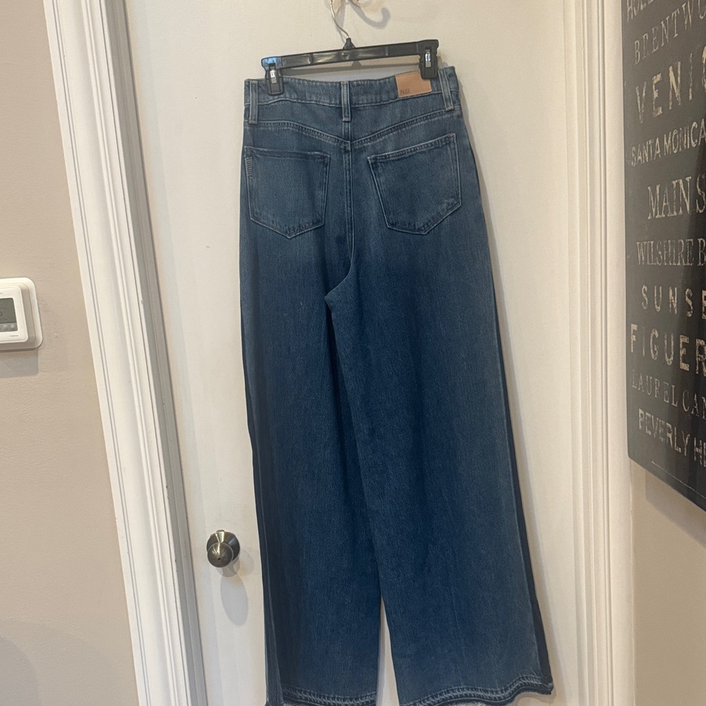 PAIGE Portia Wide-Leg Flare Jeans with Dark Blue Side Stripe - Blue - Picture 7 of 12